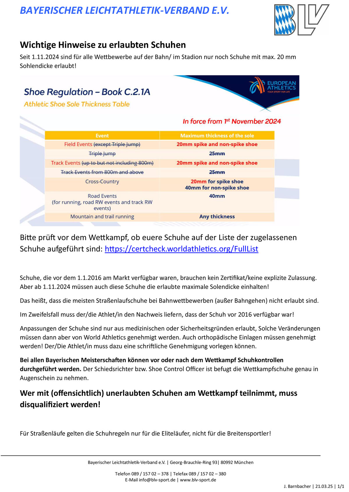 2025 BLV Info erlaubte Schuhe Merkblatt